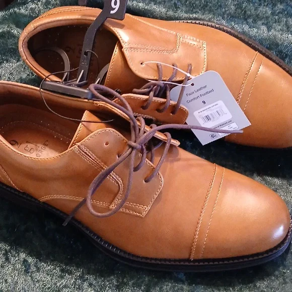 Men's Tan Leather Oxford Shoes SZ 9 - Picture 2 of 2